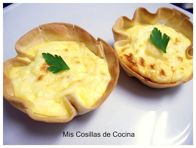 Cestitas con quiche de jamón serrano