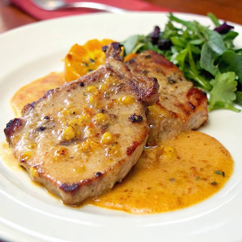 Chuletas de cerdo asadas a la naranja