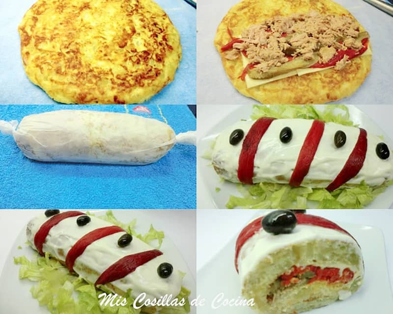 paso rollo tortilla patatas relleno