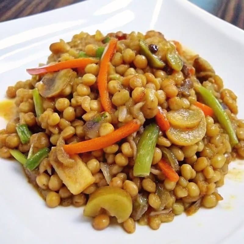 Lentejas salteadas con verduras