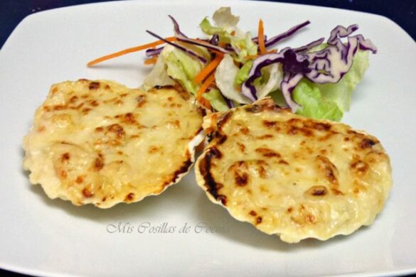 Conchas de pescado y gambas