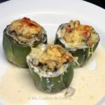Alcachofas rellenas de champiñones y beicon a la crema