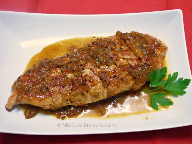 Solomillo de pavo con salsa de naranja y mostaza