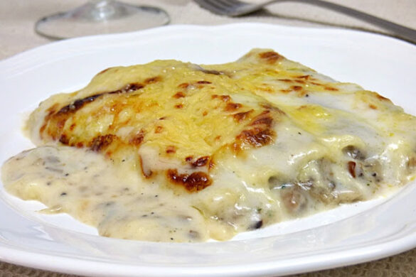 Canelones de setas con bechamel trufada