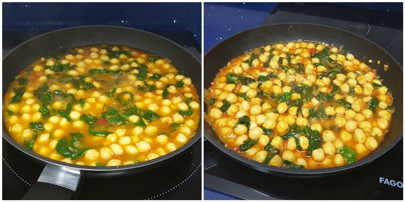 Garbanzos con espinacas y atun