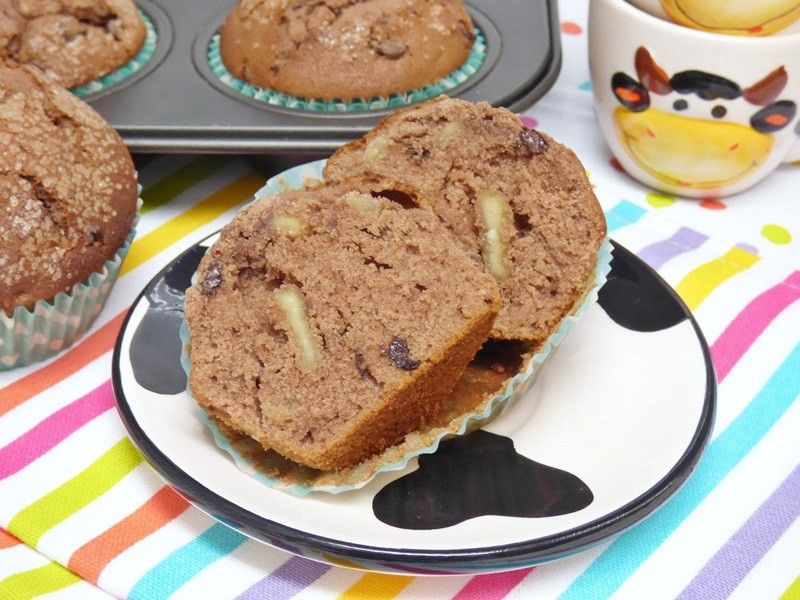 Magdalenas de chocolate y nueces