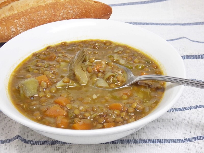 Lentejas estofadas con verduras