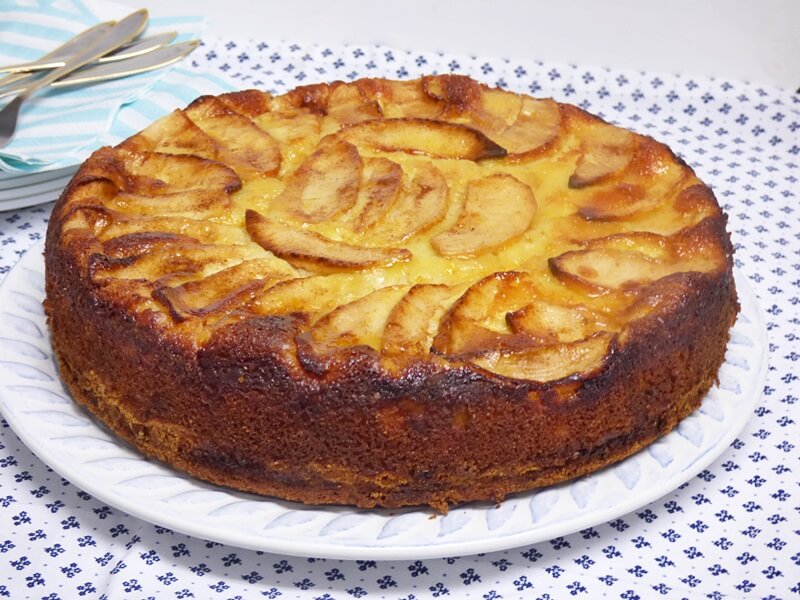 Tarta de queso y manzana