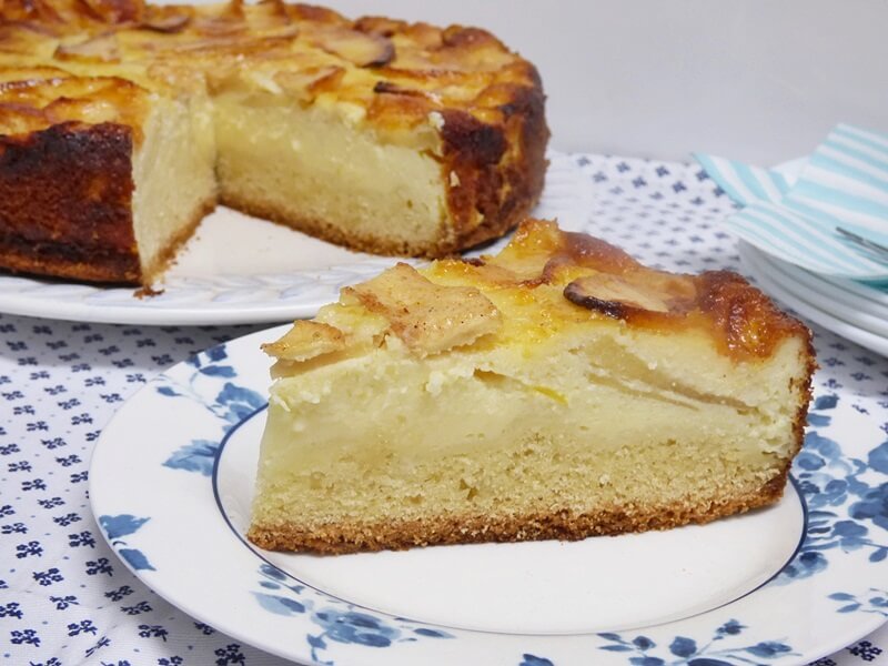 Tarta de queso y manzana