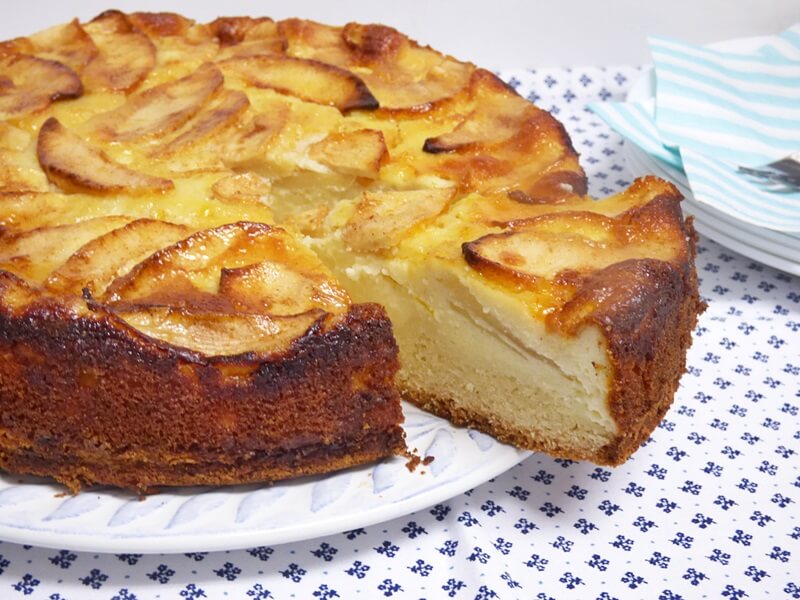 Tarta de queso y manzana