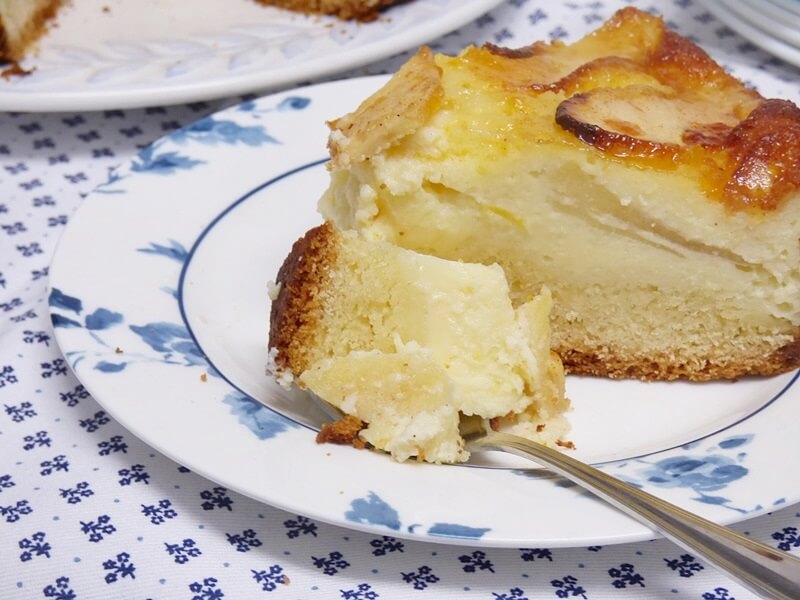 Tarta de queso y manzana