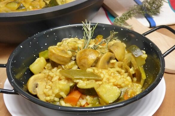 Arroz meloso integral con verduras