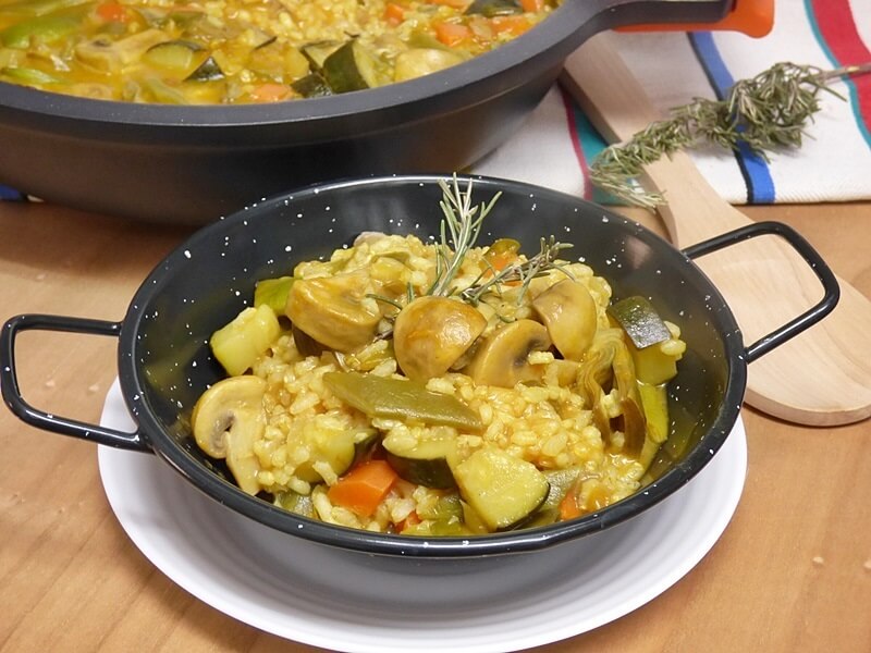 Arroz meloso integral con verduras