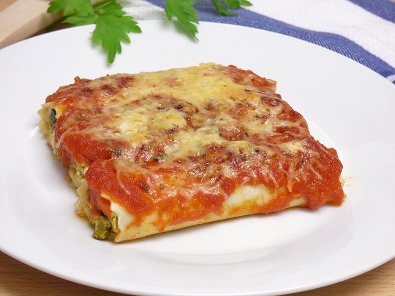 Canelones de verduras y requesón