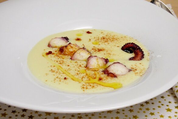 Crema de patata con pulpo