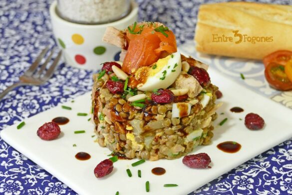 Ensalada de Lentejas y Atún con Trucha Ahumada