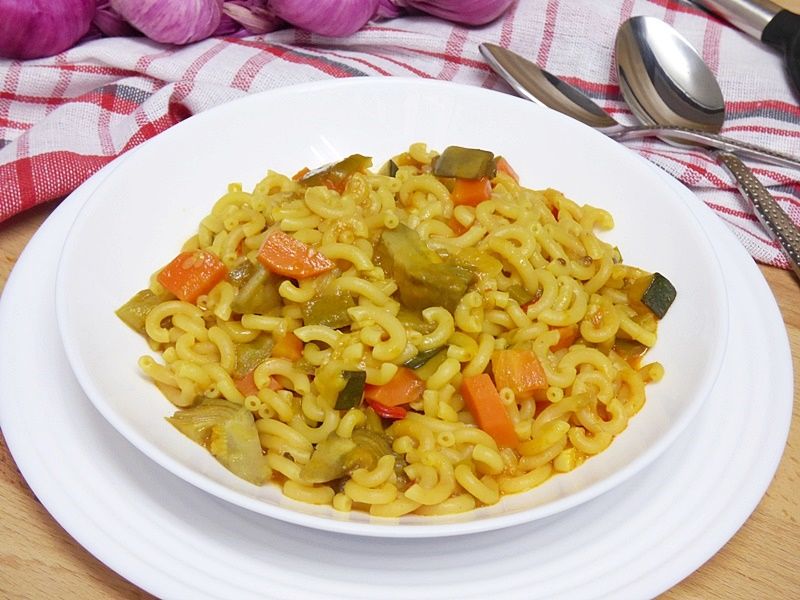 Fideos a la cazuela con verduras