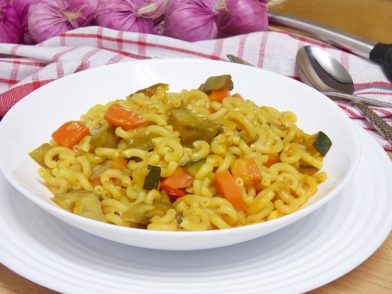 Fideos a la cazuela con verduras