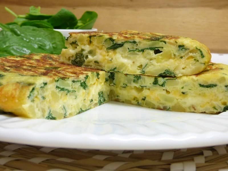 tortilla de patatas y espinacas 