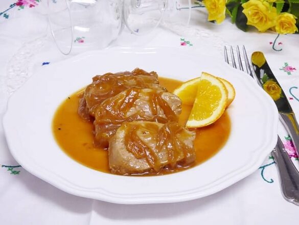 Solomillo en salsa de naranja y mandarina