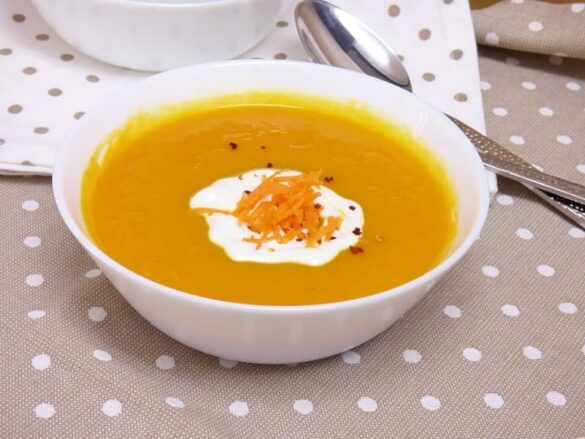 Crema de calabaza y boniato al curry