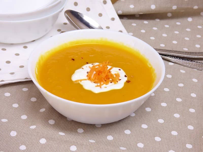 Crema de calabaza y boniato al curry